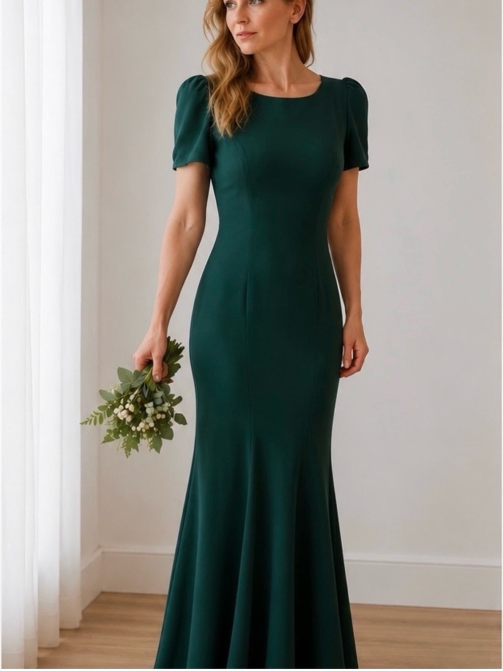 Watters & Watters Emerald Green Bridesmaid Formal Gown Lace Back Maxi Dress